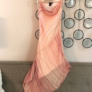 Stunning and unique BCBG silk, asymmetrical dress